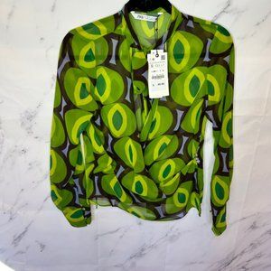 Zara Printed Crossed Blouse